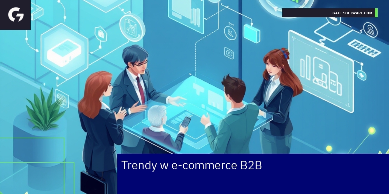 Trendy w e-commerce B2B i ich wpływ na rynek Schemat pokazujący automatyzację, personalizację i ekologię