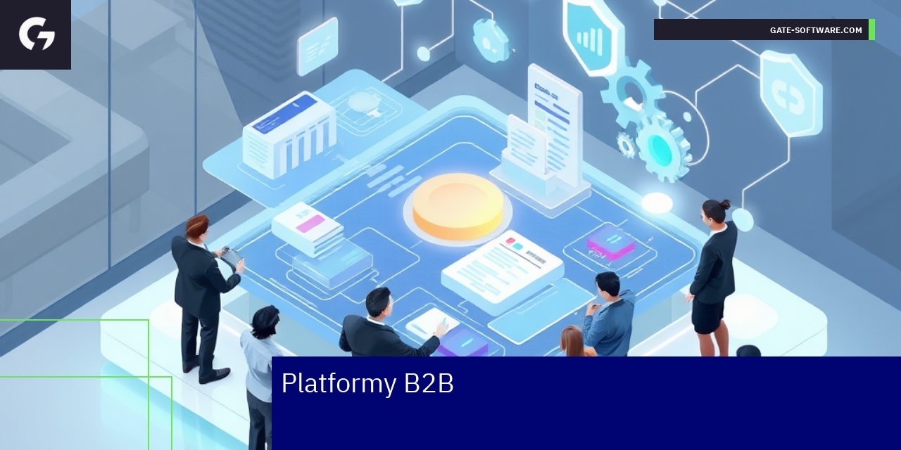 Schemat platformy B2B z funkcjami i bezpieczeństwem