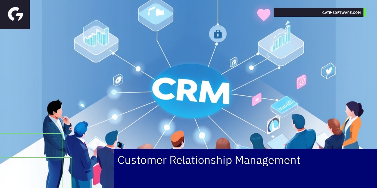 Illustration of B2B CRM system managing customer data
