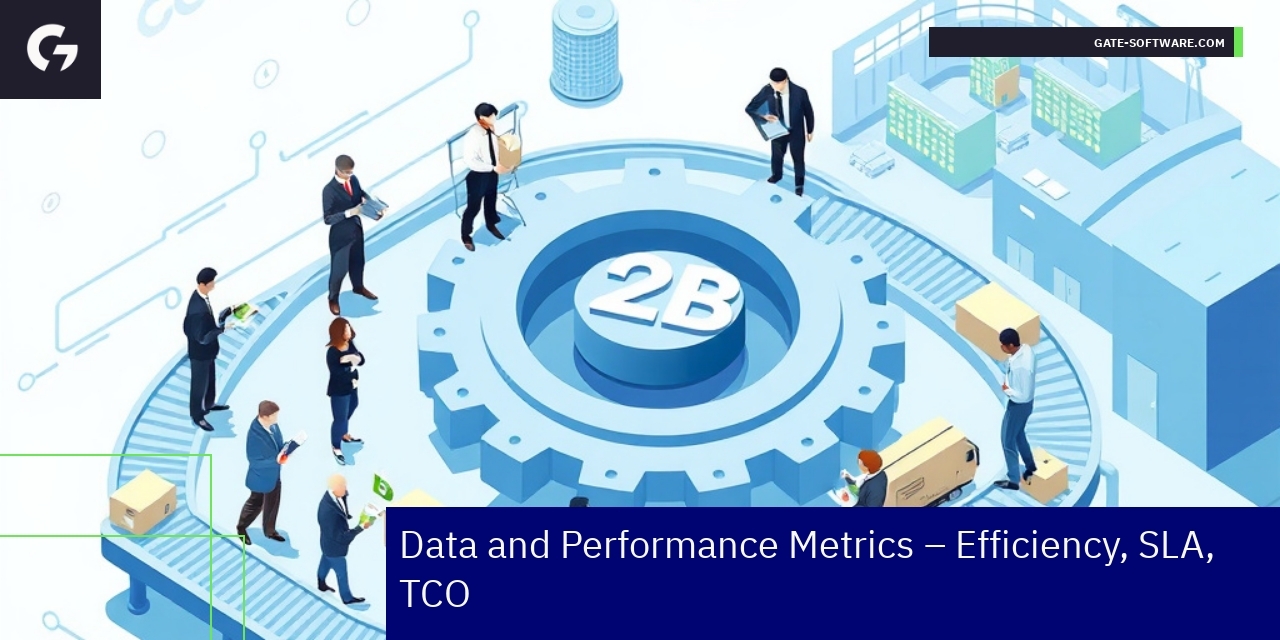 Graphs showing B2B project metrics and efficiency data