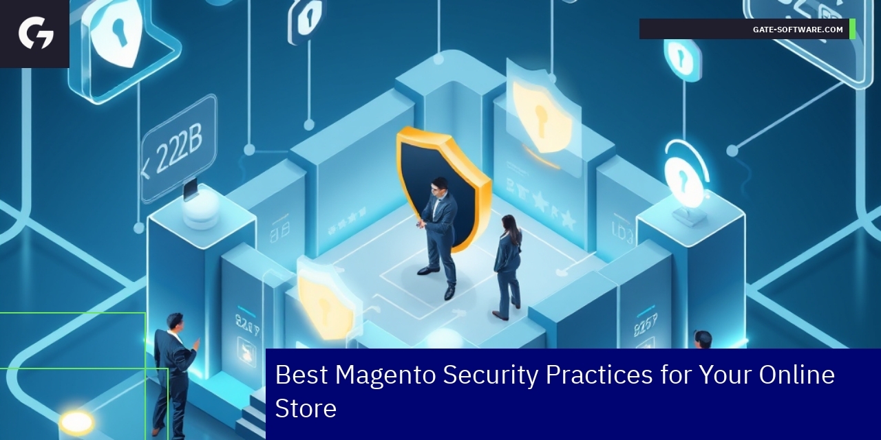 Magento security icons with locks and shields