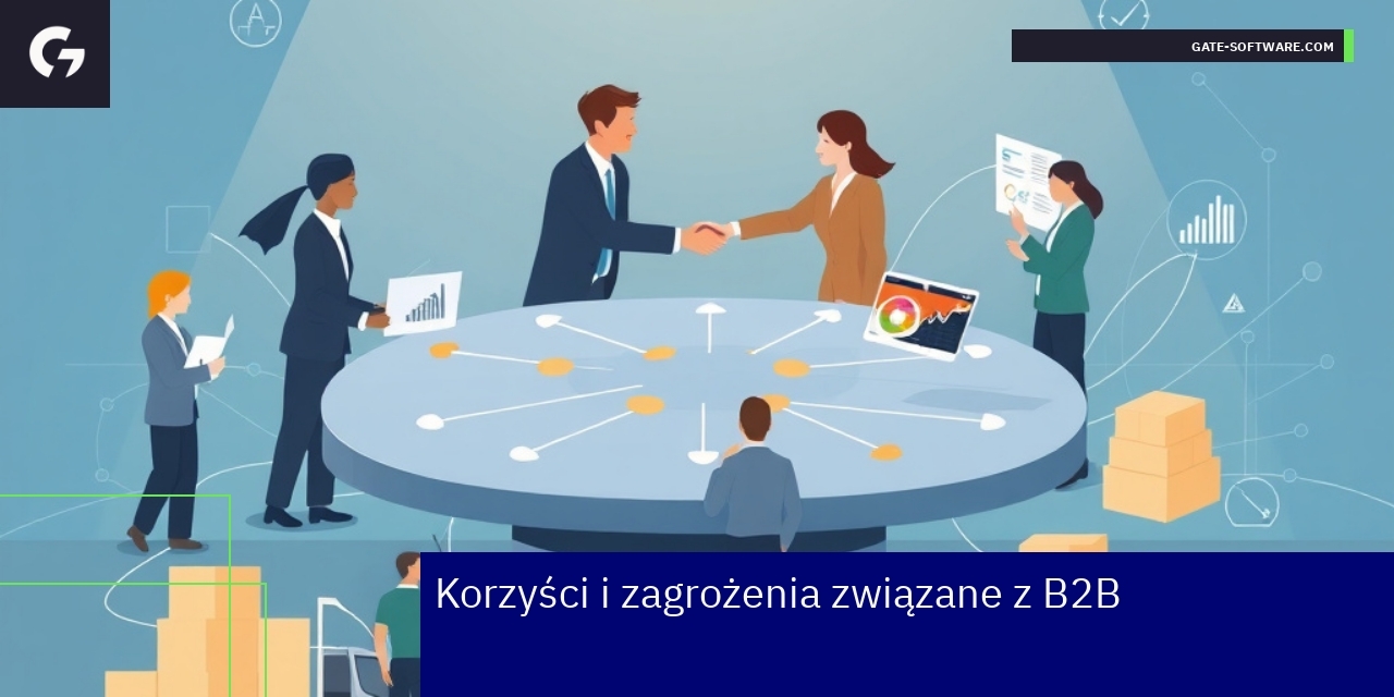 Infografika przedstawiająca korzyści i zagrożenia B2B