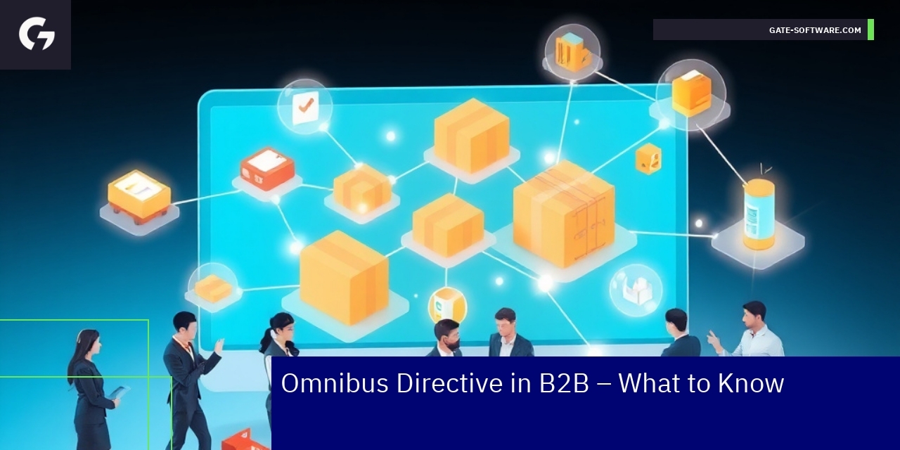 Key Aspects of Omnibus Directive in B2B Sector Business professionals analyzing compliance on digital platform
