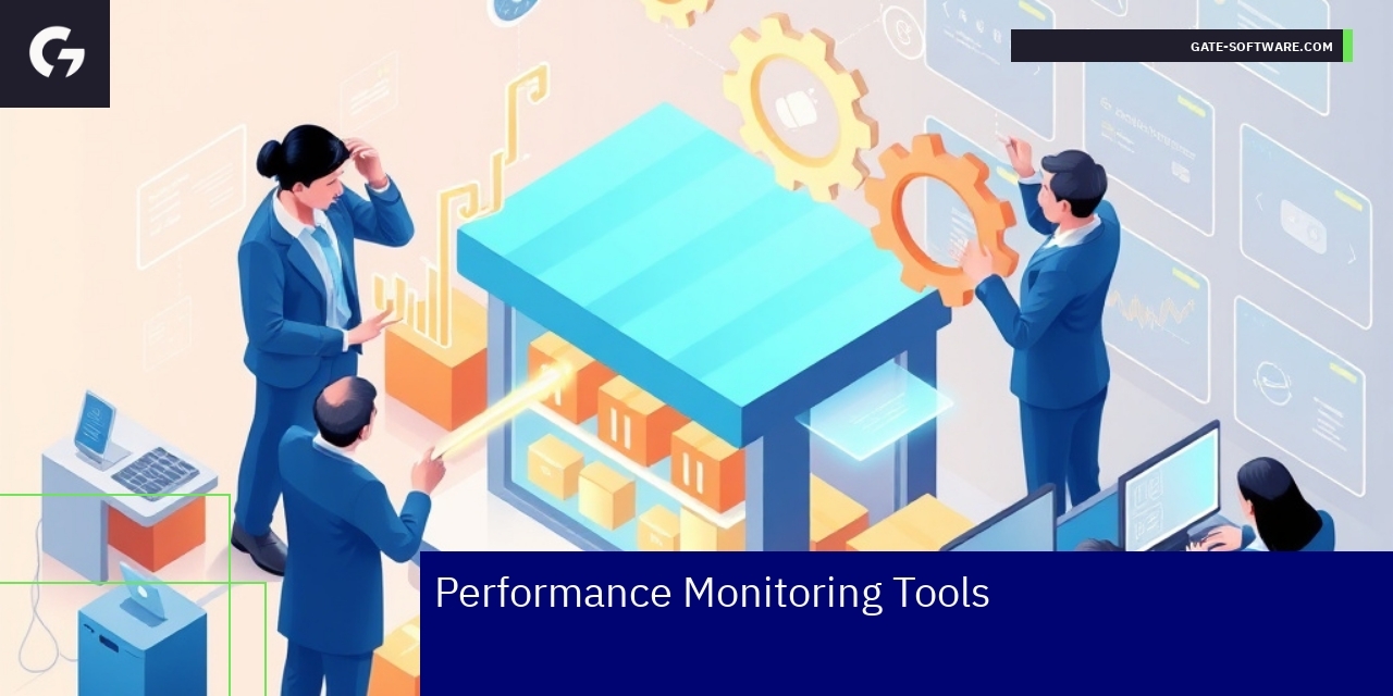 Dashboard screenshots of three performance monitoring tools