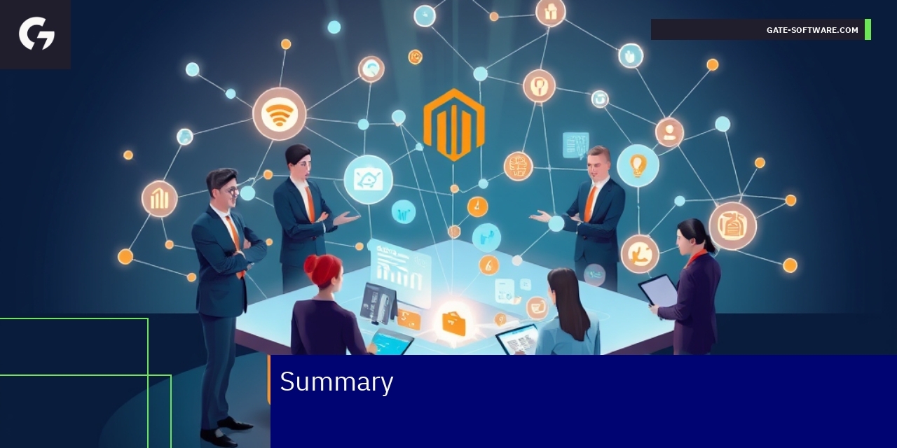 Abstract graphic showing e-commerce and Magento platform