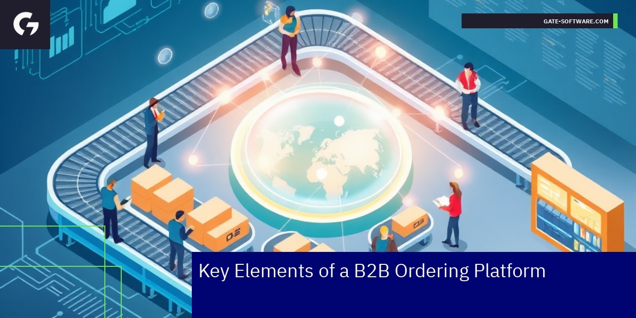 Illustration of B2B ordering platform features and benefits
