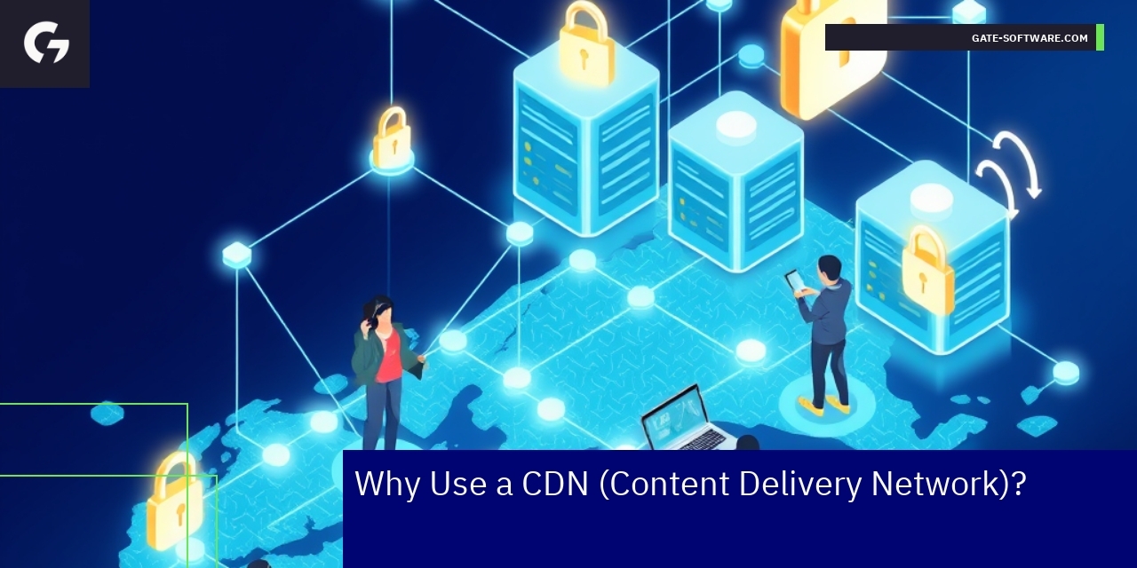 Diagram showing CDN improving speed and security