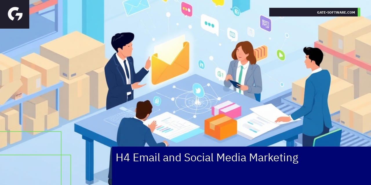 Email and social media marketing icons with data charts
