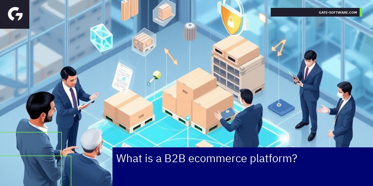 Business people using B2B ecommerce platform interface