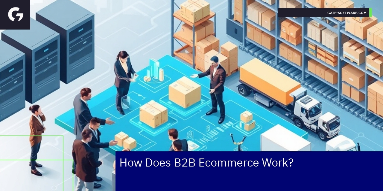 Flowchart showing steps of B2B ecommerce purchasing