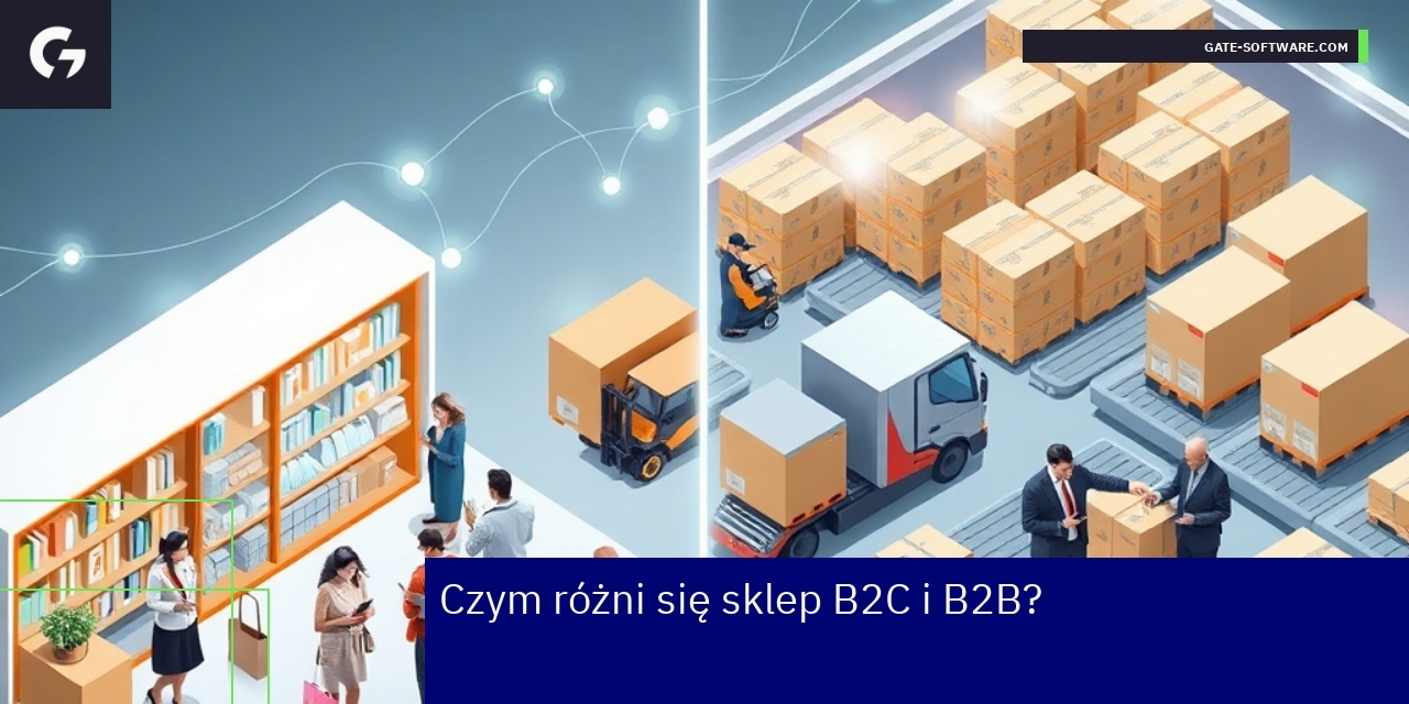 Schemat i ikony przedstawiające proces sklepu B2B