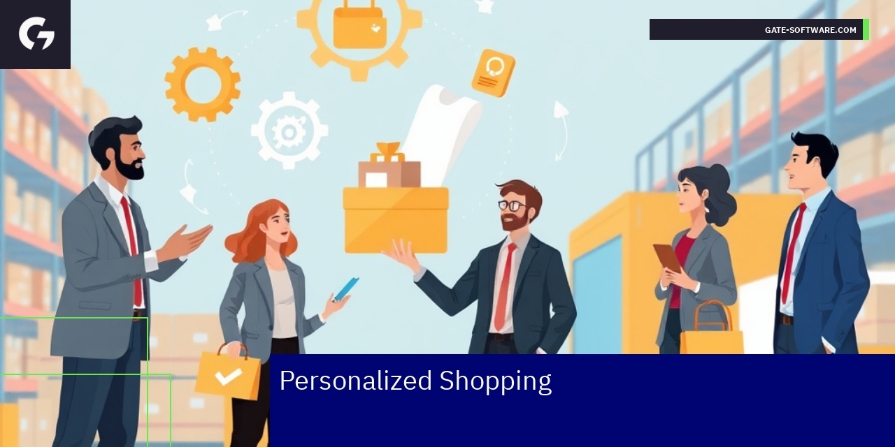 Businessperson interacting with digital shopping interface