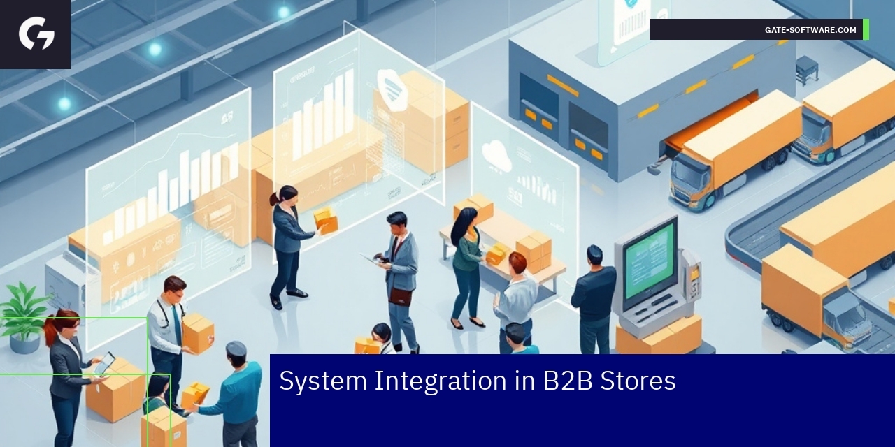 System Integration Benefits for B2B Stores Business systems connecting ERP, payments, and sales channels