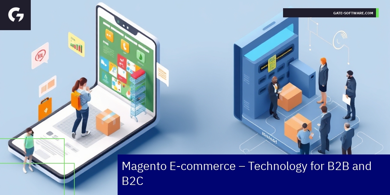Magento E-commerce Platform Key Features Digital illustration of Magento e-commerce platform features