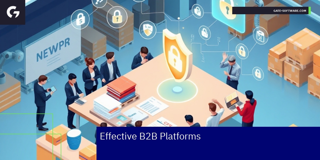 B2B platform icons representing security and integration features