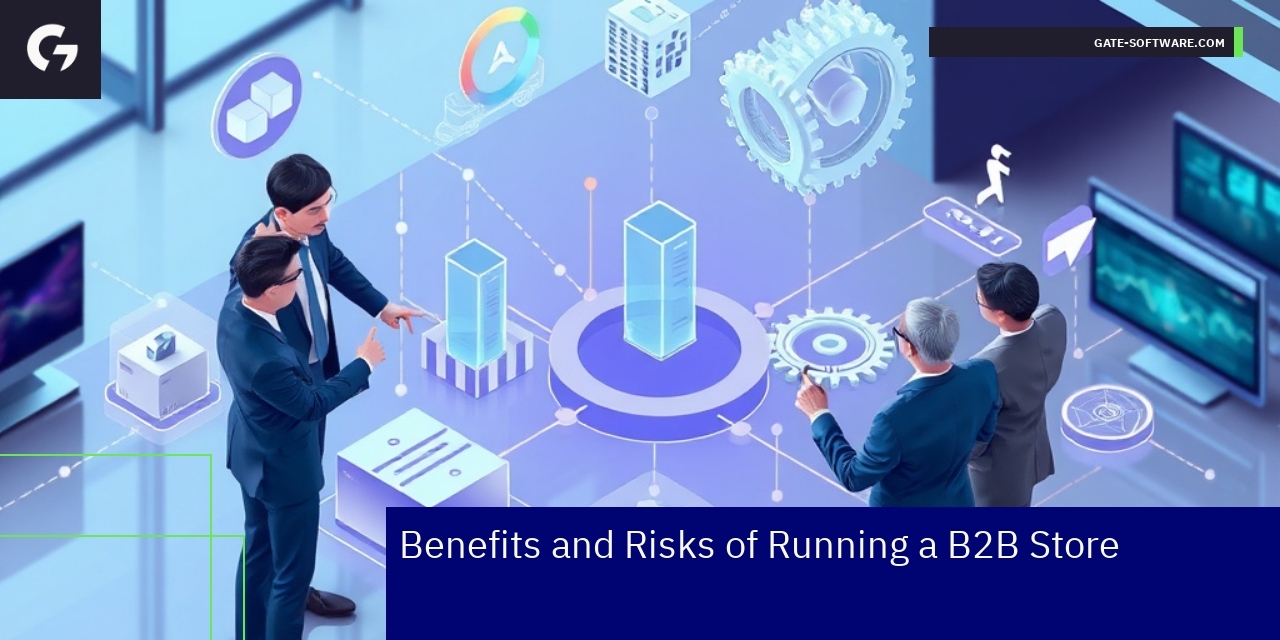 Diagram showing benefits and risks of B2B e-commerce
