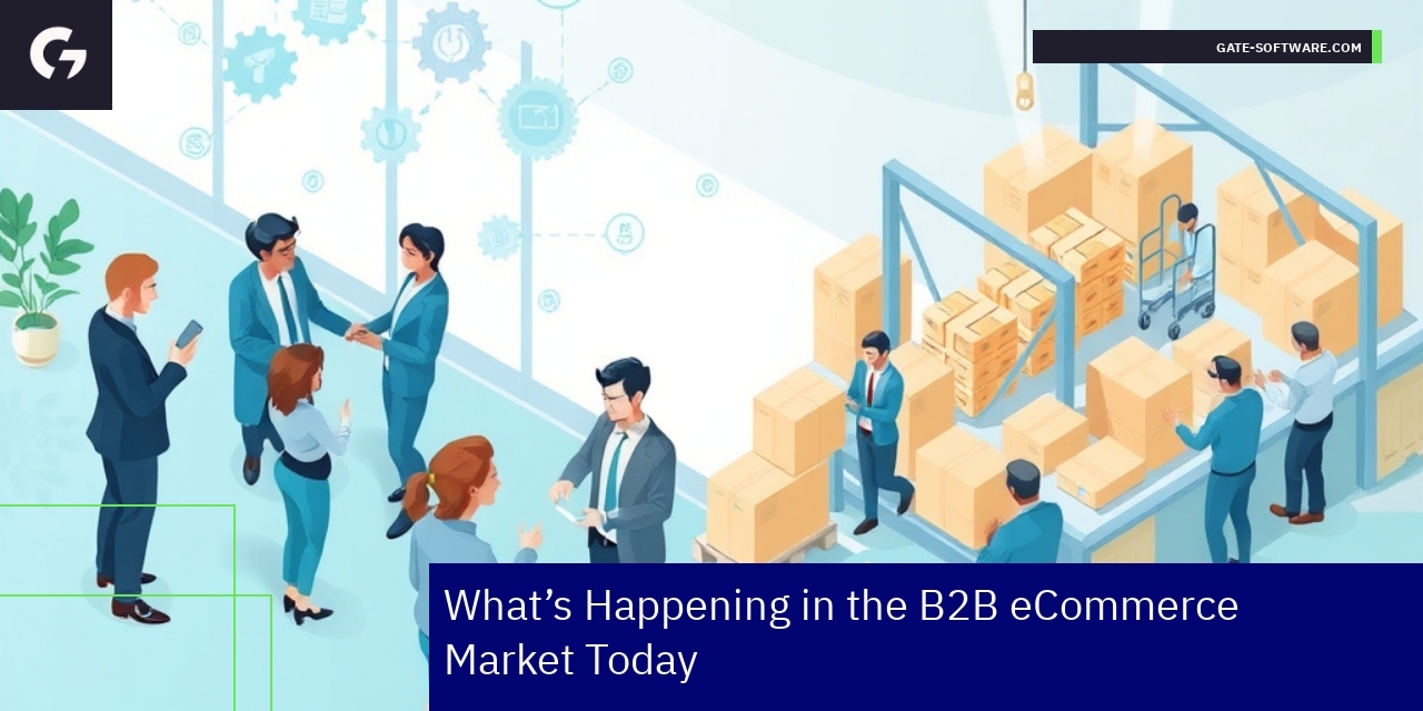 Digital Transformation in B2B eCommerce Platforms Illustration of B2B eCommerce digital platform