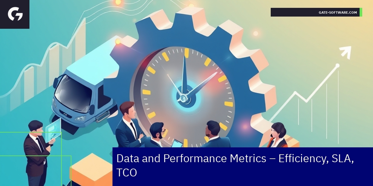 Data charts showing project metrics and efficiency rates