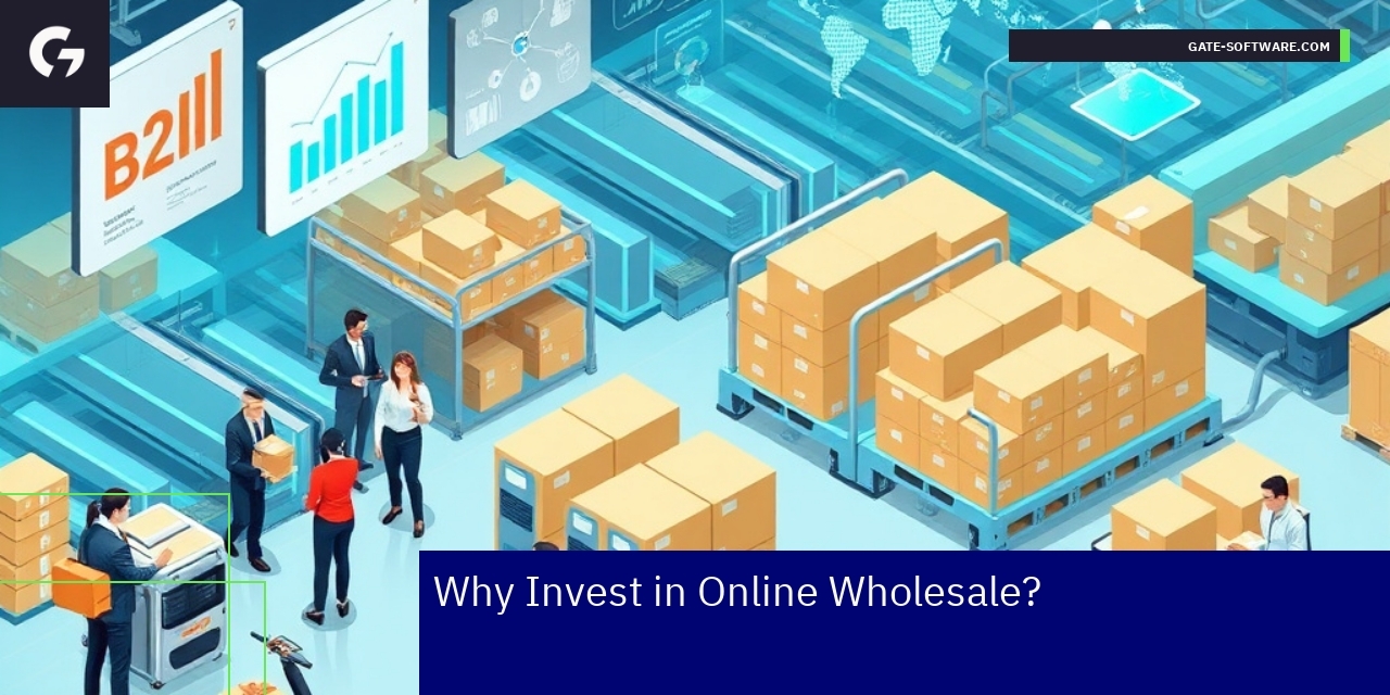 Illustration of B2B ecommerce and wholesale connectivity