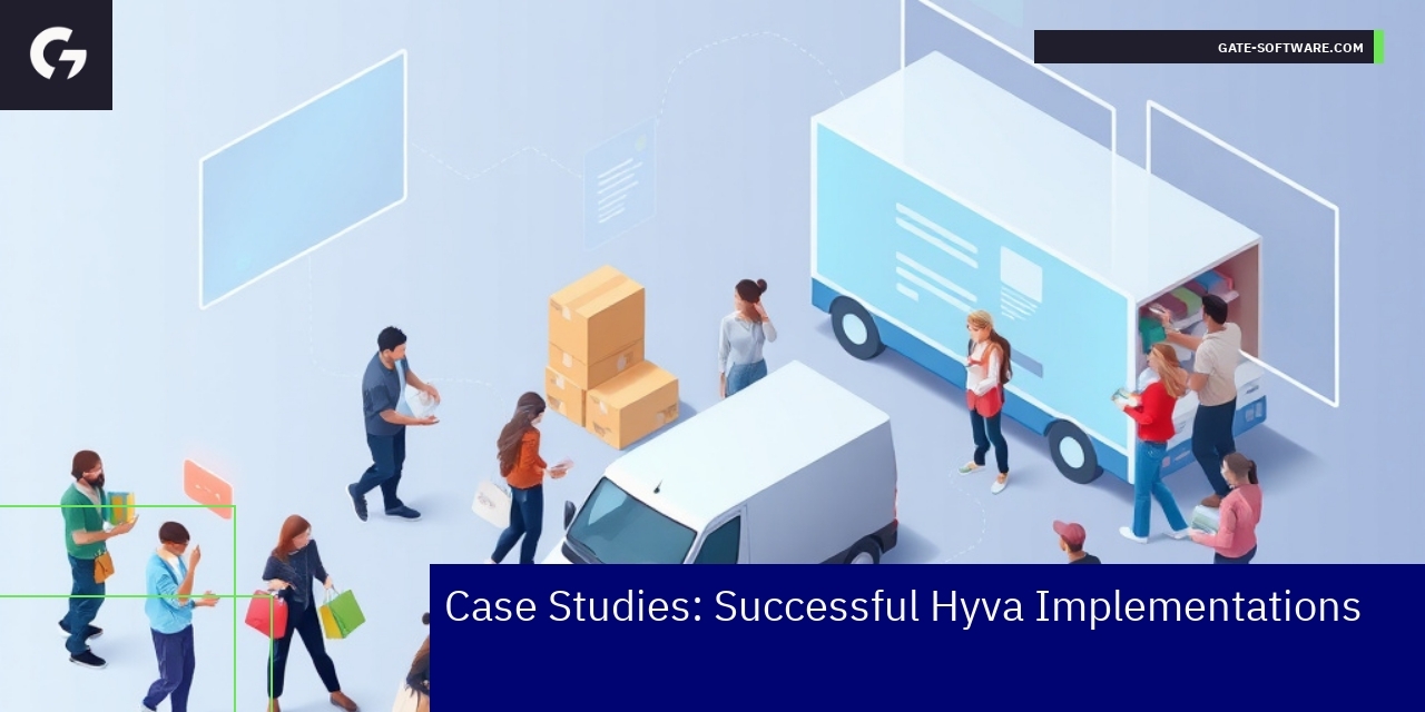 Successful Hyva Theme Implementations and Trends Magento 2 Hyva theme interface and performance symbols
