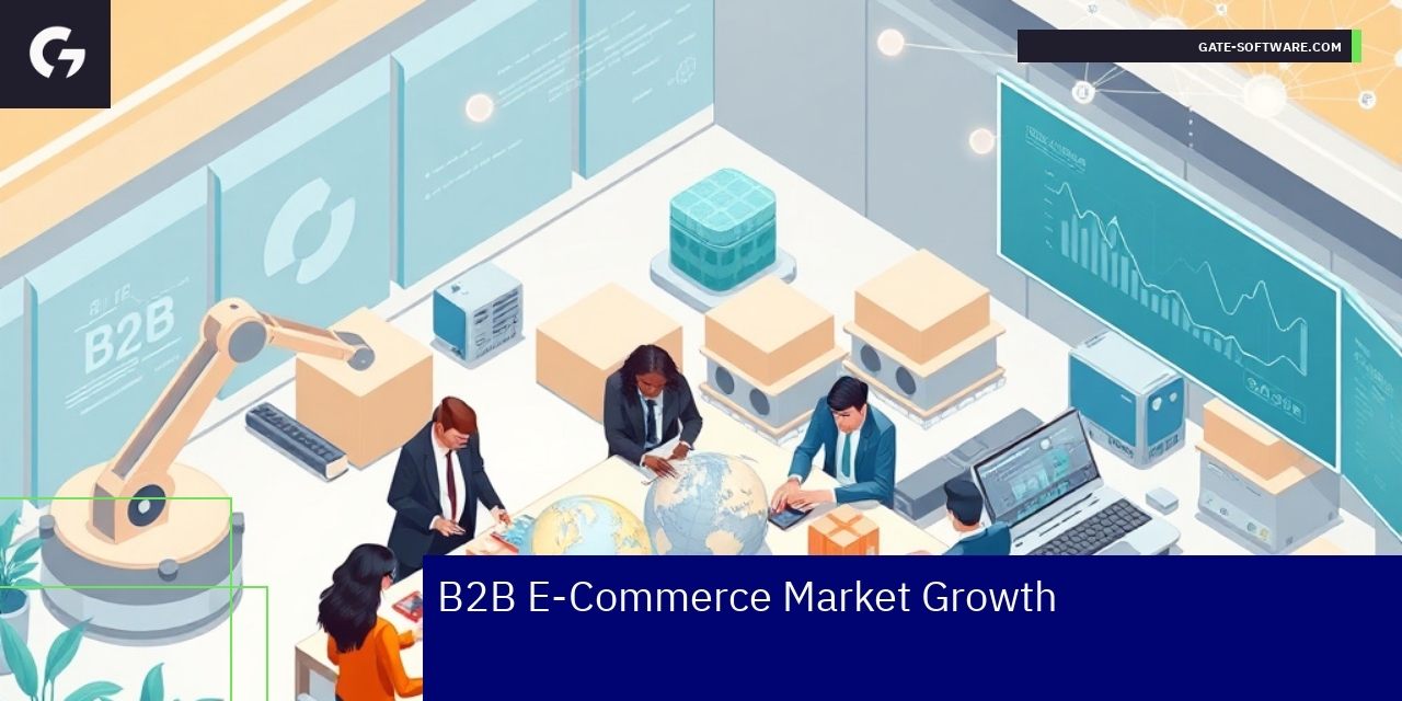 B2B E-Commerce Market Growth and Benefits Business people analyzing growth charts on digital devices