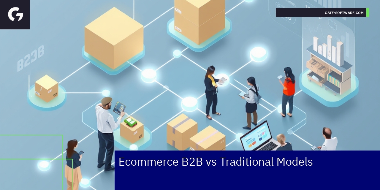 Ecommerce B2B Transforming Traditional Business Models Diagram showing ecommerce B2B advantages over traditional models