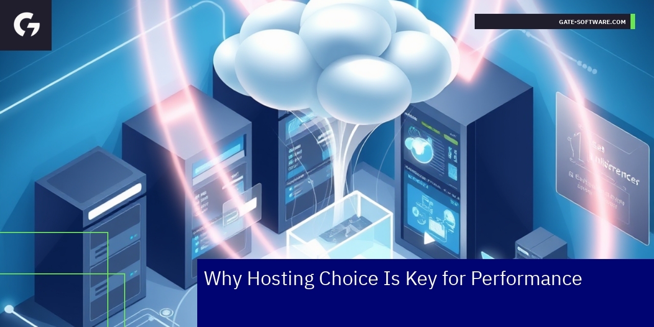 Server icons with speed and support symbols