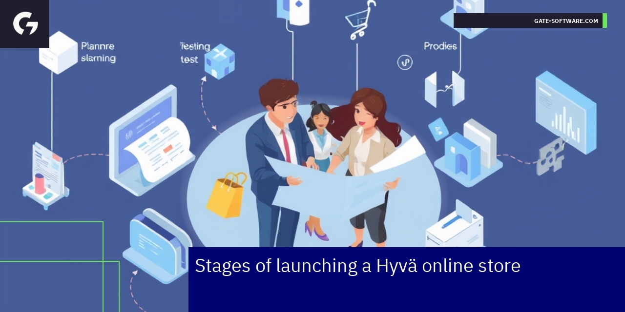 Key Stages and Benefits of Hyvä Store Launch Flowchart showing Hyvä launch phases and cost benefits