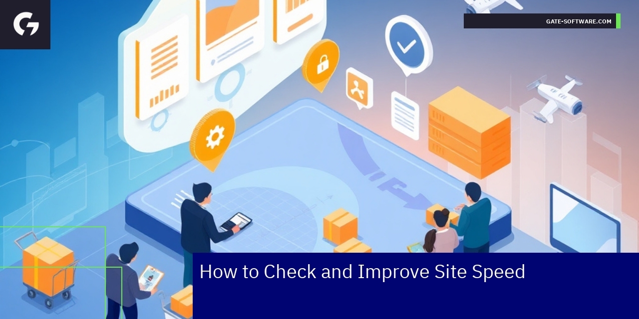 Website speed metrics and optimization illustration