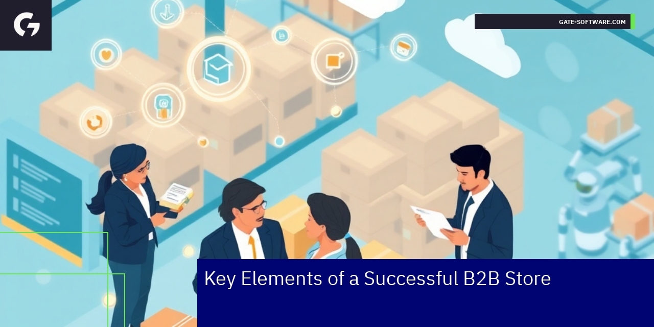 B2B platform dashboard with ERP integration visuals