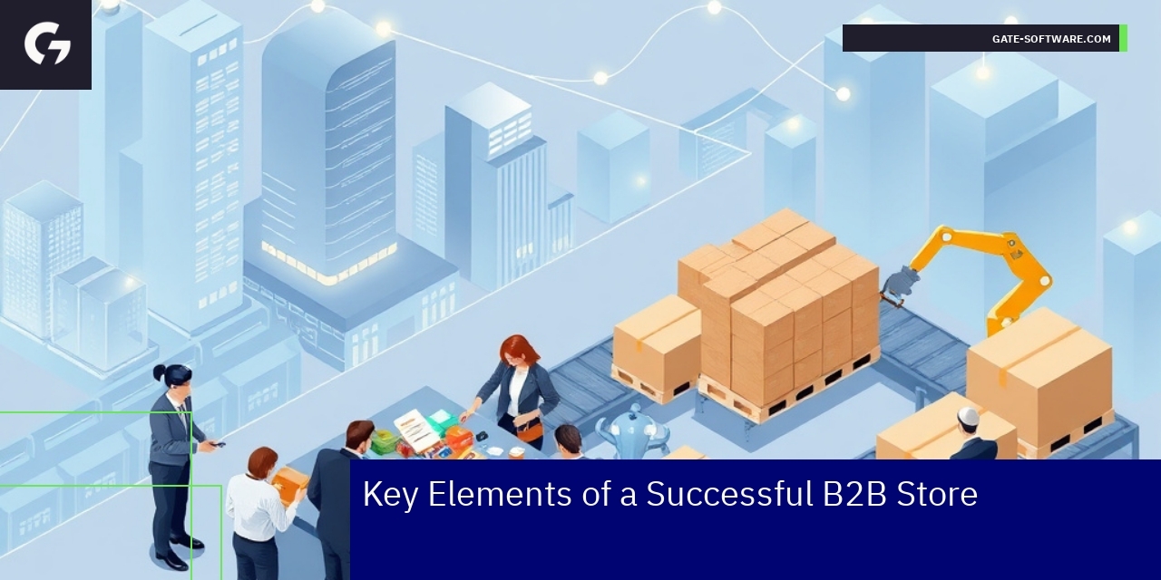 B2B ecommerce strategy highlights with integration icons