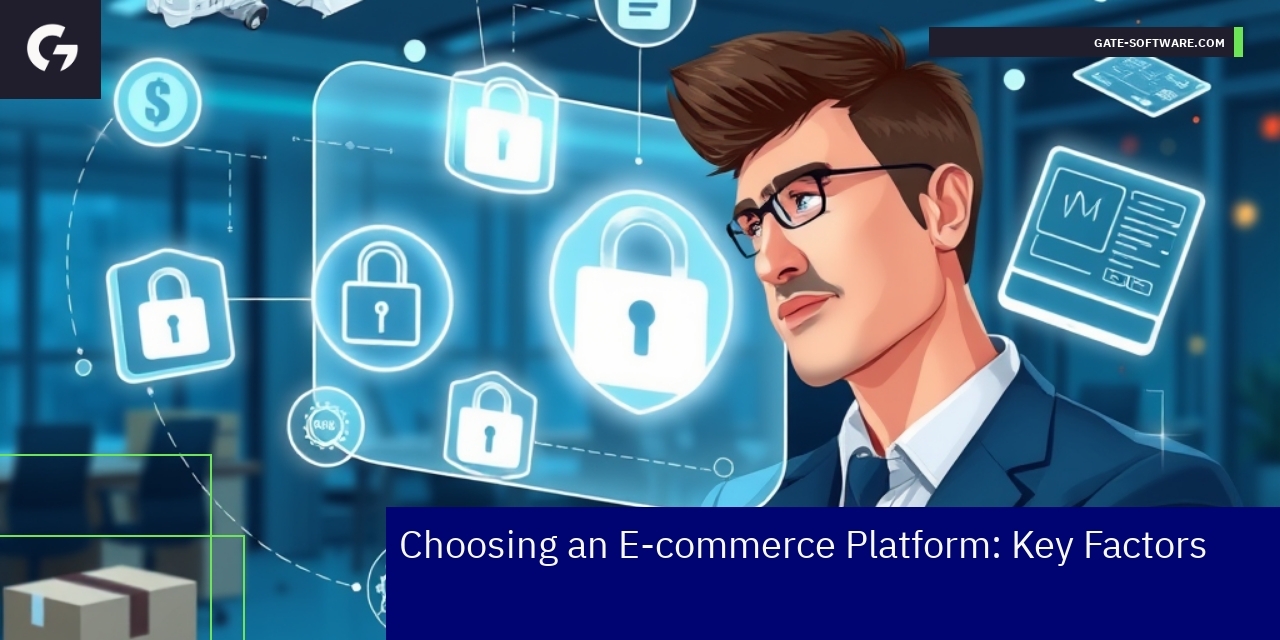 Key Factors in Choosing E-commerce Platform E-commerce platform selection criteria infographic