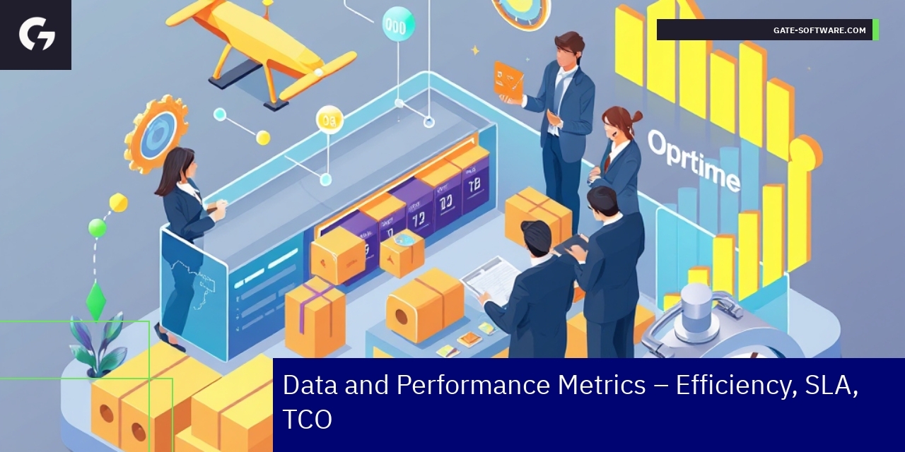 Data charts showing operational efficiency metrics