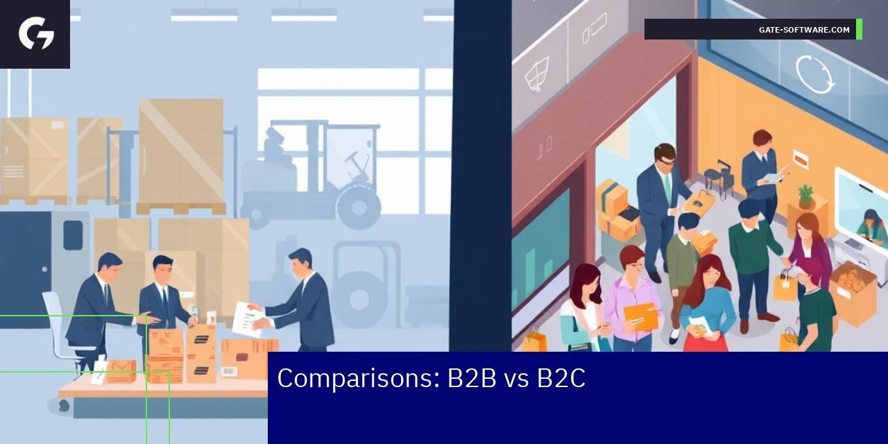 Key Differences Between B2B and B2C Ecommerce Comparison chart showing B2B and B2C ecommerce features