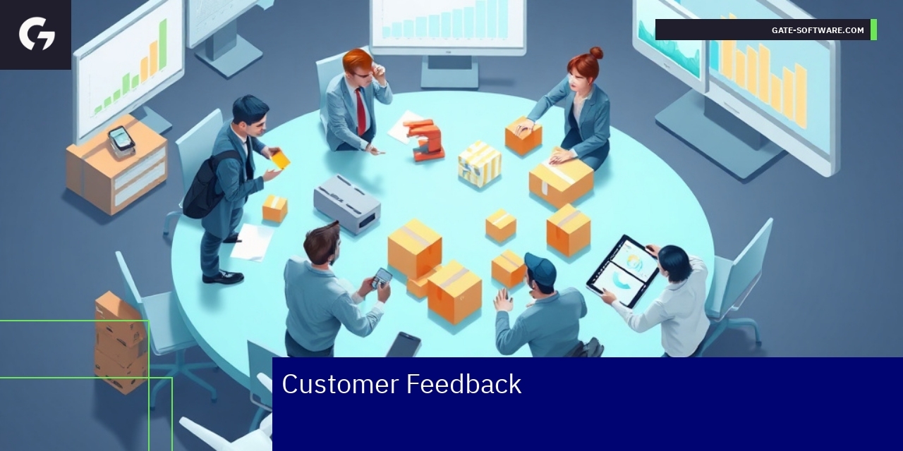 Enhancing B2B Platforms with Customer Feedback Business team discussing feedback on a digital platform