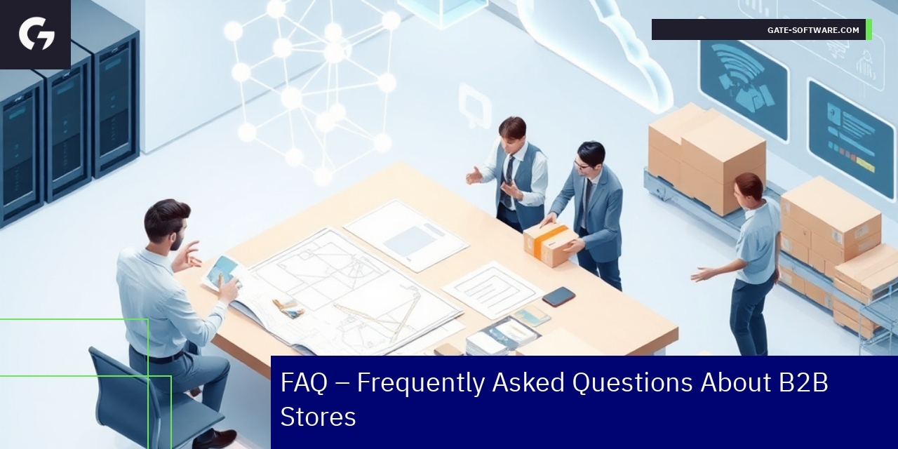 Illustration of B2B e-commerce technical and marketing elements