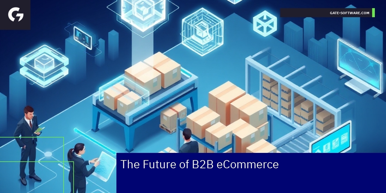 Future Trends and Technologies in B2B eCommerce Abstract graphic showing B2B eCommerce technology trends