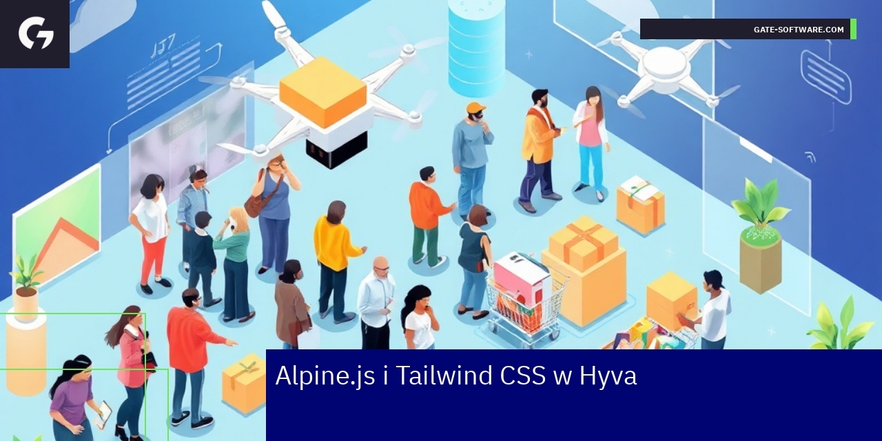 schemat technologii Alpine.js i Tailwind CSS