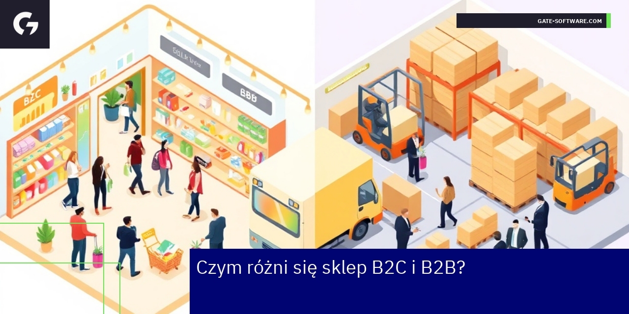 Porównanie sklepów B2C i B2B w e-commerce Schemat różnic między sklepami B2C i B2B