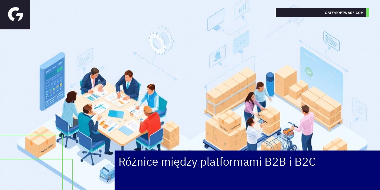 Kluczowe różnice platform B2B i B2C w ecommerce Schemat porównujący platformy B2B i B2C