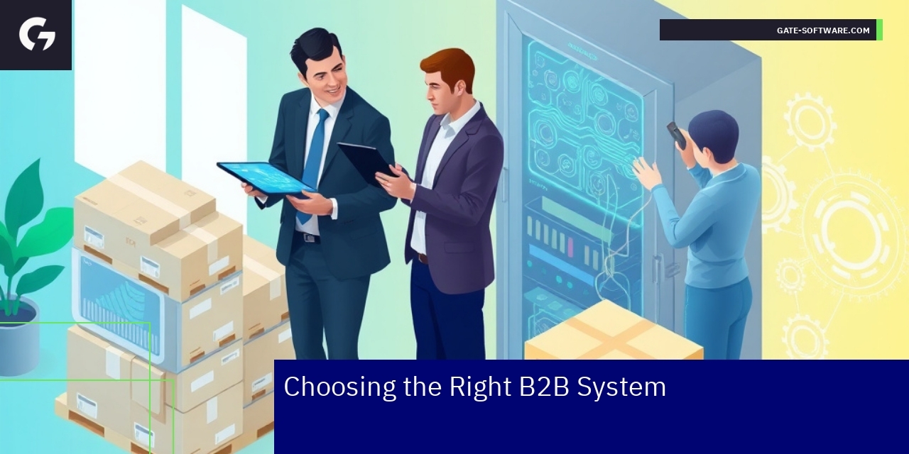 Business professionals analyzing B2B ecommerce platform features