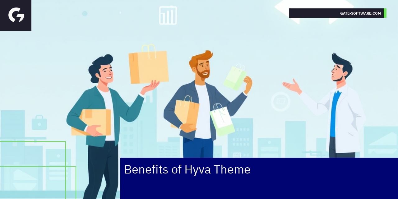 Illustration of Hyva Theme benefits and Magento store