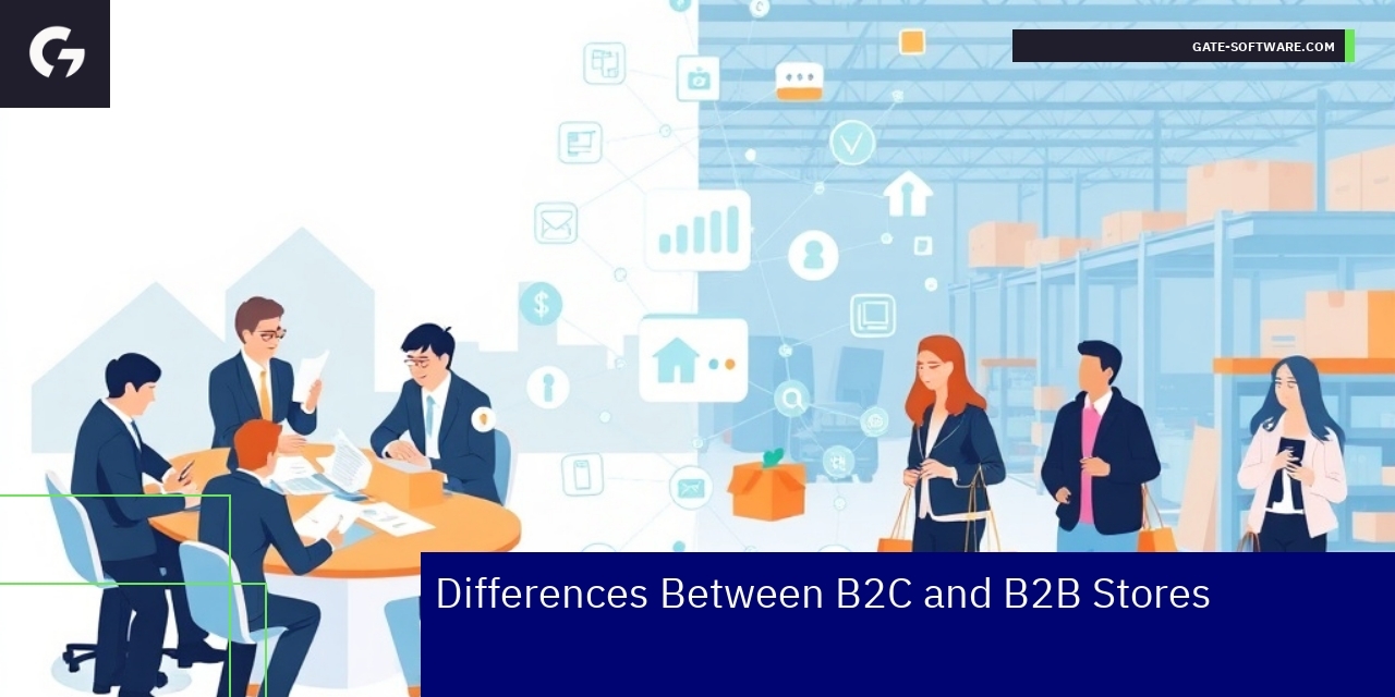 B2B vs B2C ecommerce comparison infographic
