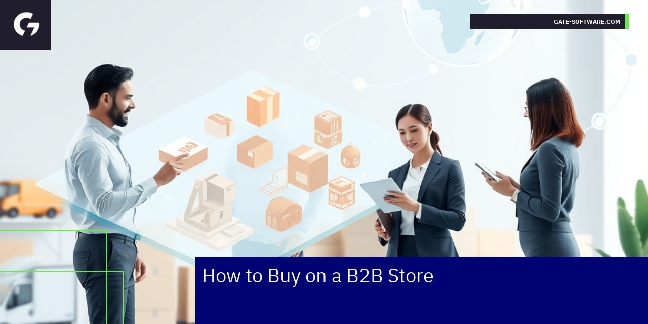 Businessperson navigating B2B ecommerce platform