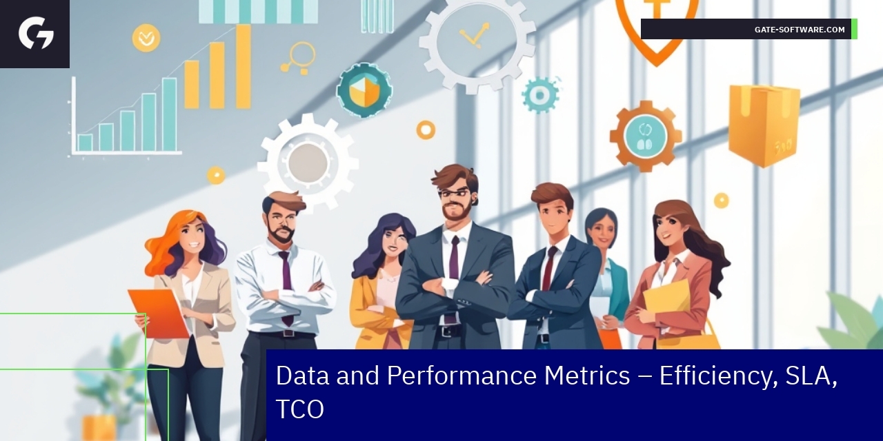Gate-Software UiR Project Performance Metrics Graphs and icons representing project performance metrics