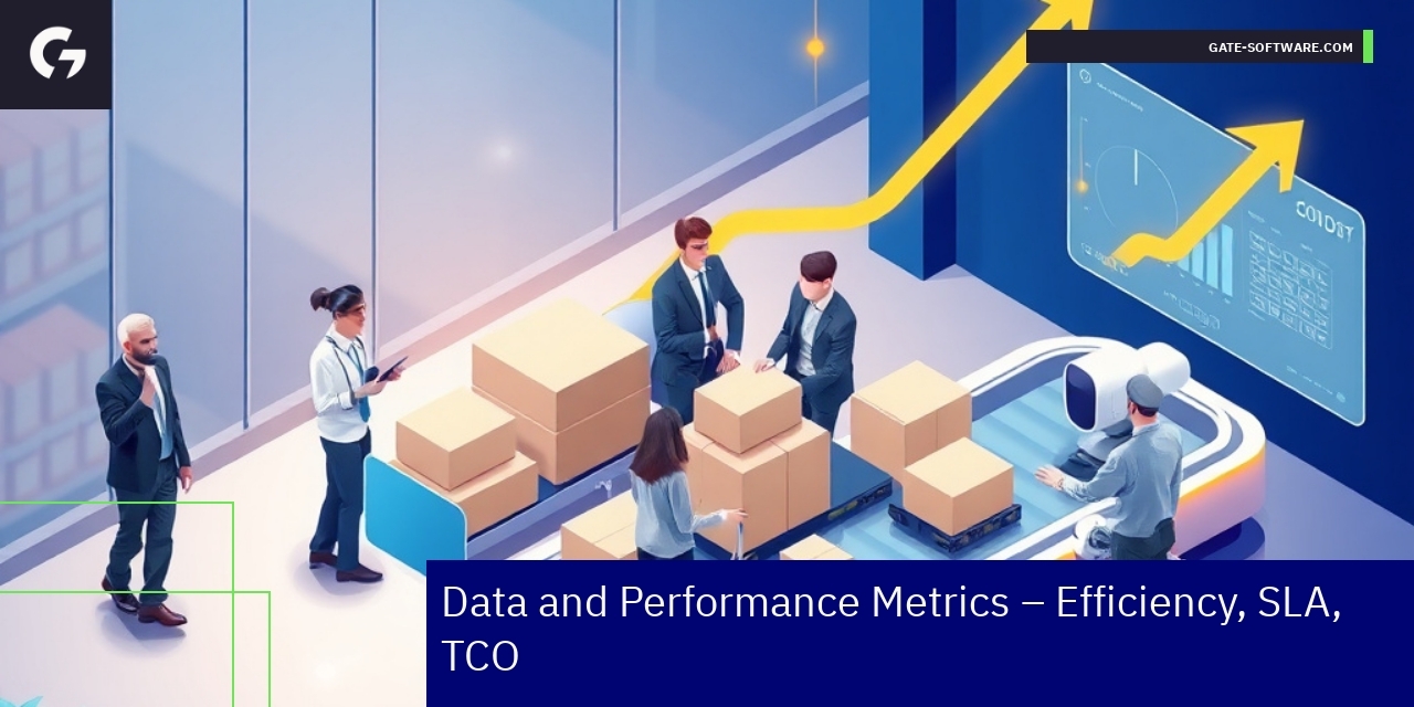 Graphs showing efficiency, SLA and cost reduction metrics