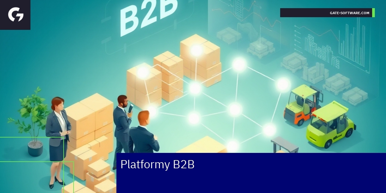 Nowoczesne platformy B2B wspierające handel elektroniczny Platformy B2B na ekranie komputera i ikony e-commerce