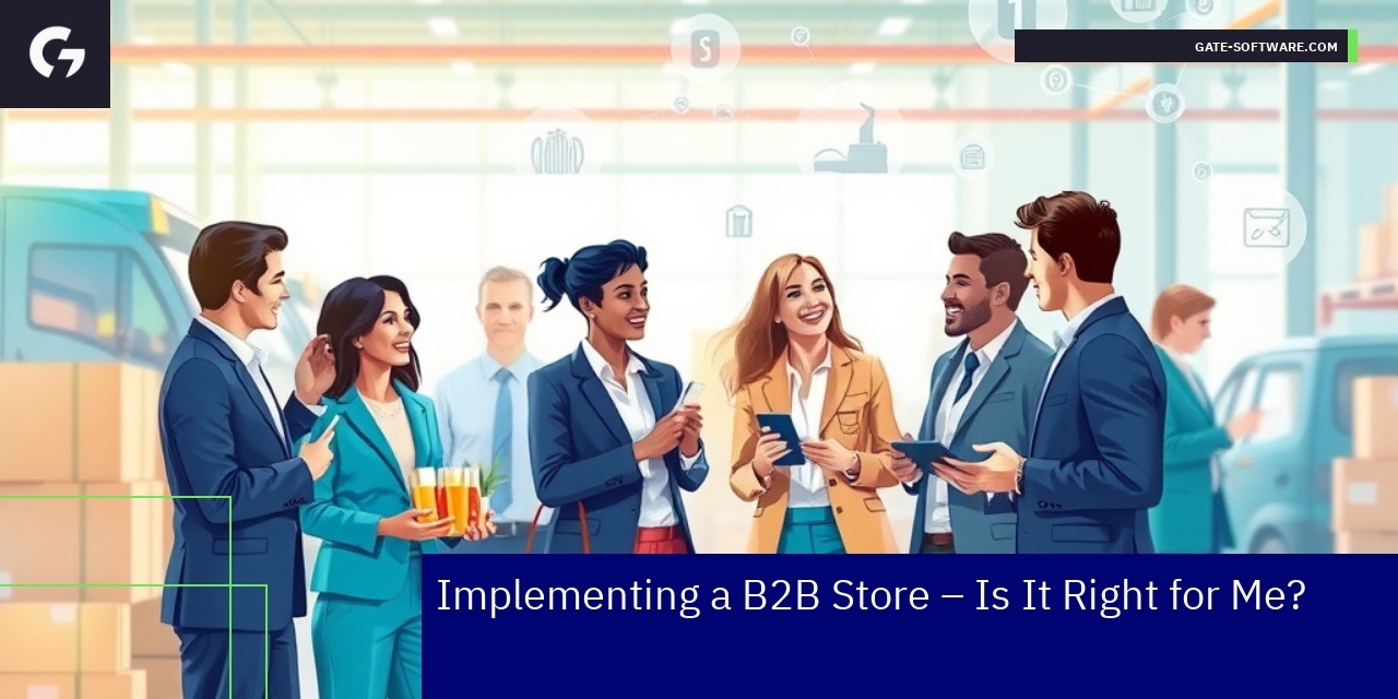 Key Insights on Implementing a B2B Ecommerce Store Business people discussing B2B ecommerce strategies