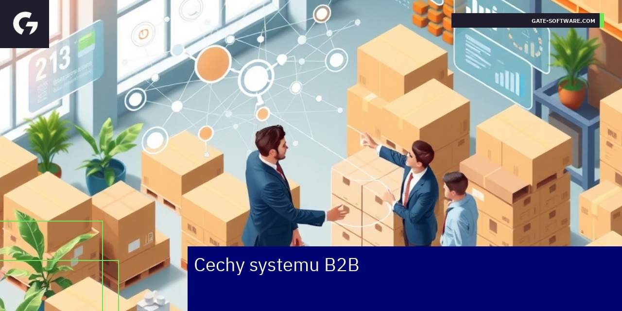 Kluczowe cechy i funkcje systemów B2B Grafika przedstawiająca funkcje i cechy systemów B2B