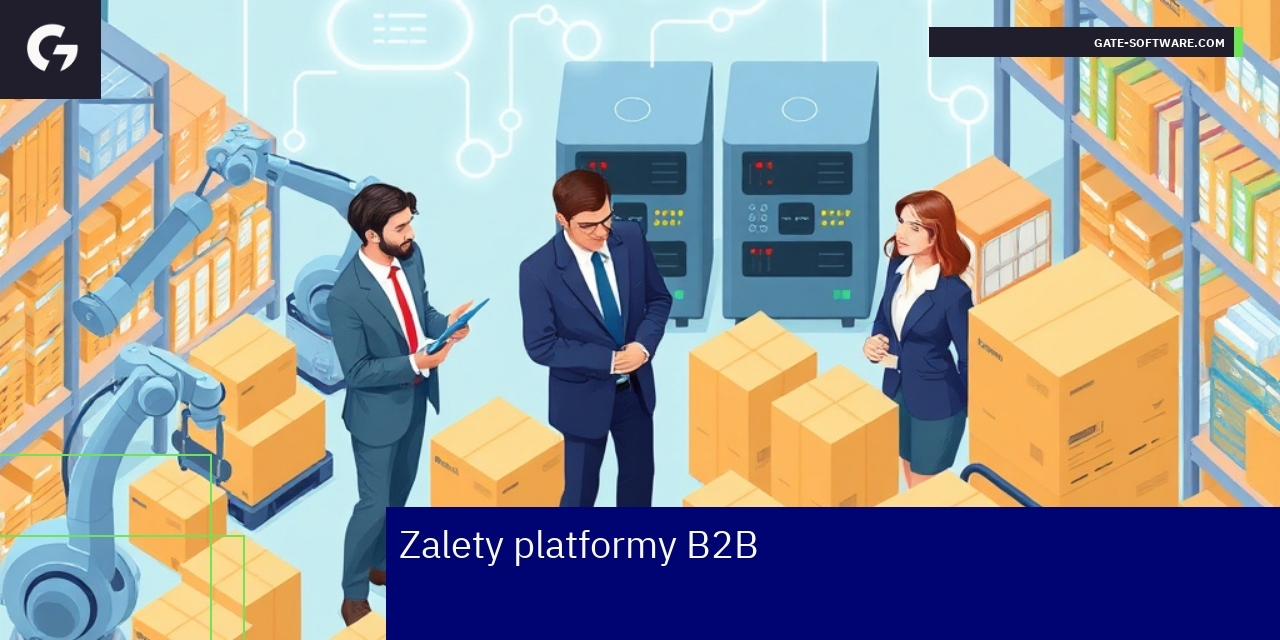 Kluczowe zalety platformy e-commerce B2B Schemat zalet platformy e-commerce B2B